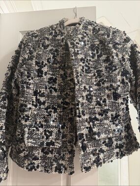 Adore Black & White Sequin Tweed Blazer